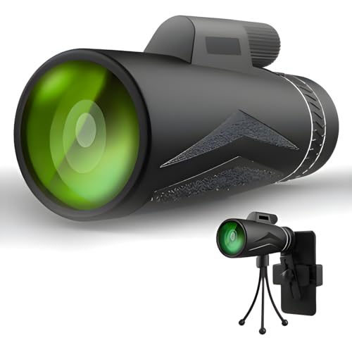 Telescopio monocular 12 x 50 HD, monocular de alta potencia con soporte para teléfono y trípode, monocular para visión nocturna reducida, monocular impermeable para acampar de observación de aves