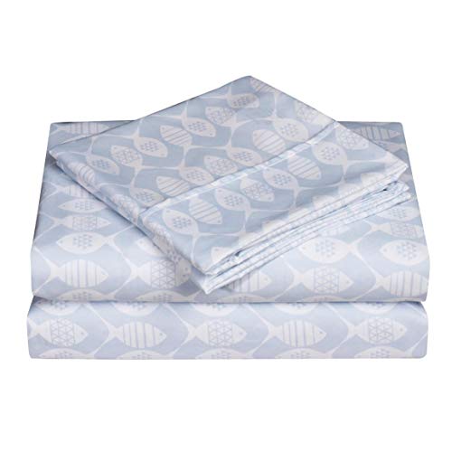 Image of Elegant Comfort Ultra-Soft Double Brushed 4-Piece Microfiber Sheet Set. Beautiful Tropical Patterns, and Vibrant Solid Colors, Luxury, All-Season Bed Sheet Set - Palm Leaves, Twin