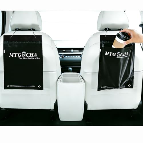 Image of Disposable Car Trash Bags Hanging (Set of 120) - Leak-Proof, Smell-Proof, Recycled Car Garbage Bags, Automobile Trash Container, Road Trip Essentials, Black-Medium