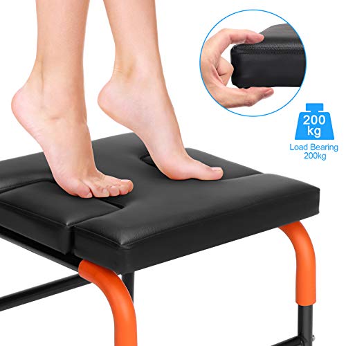 Yoga Headstand Bench, Yoga Chair Stool Inversion Bench Chair Metal Frame Thick Cushion for Family Gym Balance Training Core Strength Workout Fitness, 21.716.916.9in