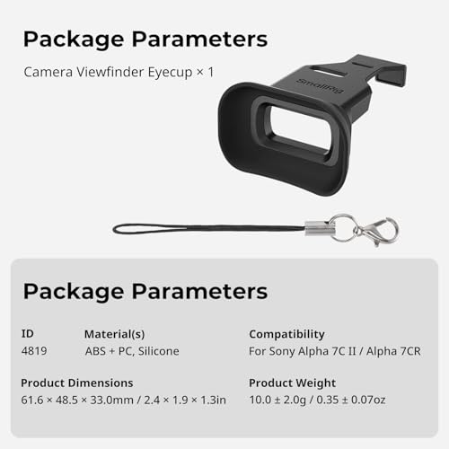 SMALLRIG A7CII A7CR Kamerasucher-Augenmuschel, Sucher-Augenmuschel mit Kleiner Kordel, weiches Silikonmaterial, verbessert Aufnahmestabilität, für Sony Alpha 7C II/Alpha 7CR – 4819