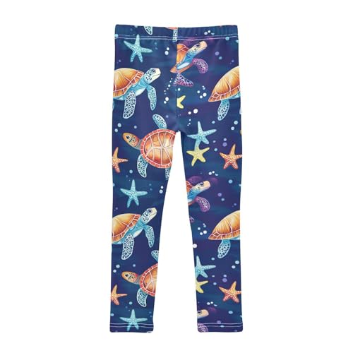 Colorful Turtle Girls' Leggings Toddler Doodles Starfish Stars Kids Yoga Pants Dance Active Tights 4T2