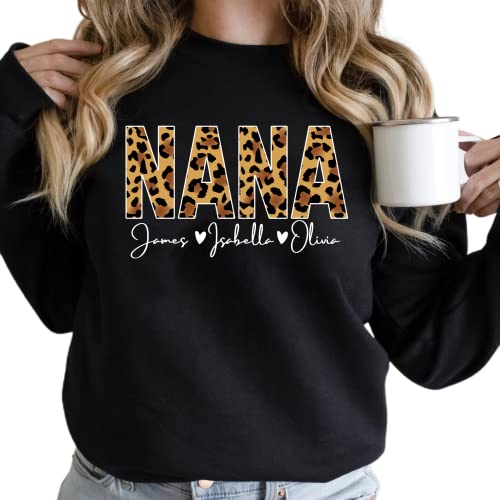 Lovelypod Nana Sweatshirt, Personalized Nana Gifts With Grandkid Name - Nana Leopard Shirt For Women From Granddaughter, Custom Shirt Mothers Day Hoodie For Women,Funny Cute Sweatshirt Gifts For Nana thumb #3