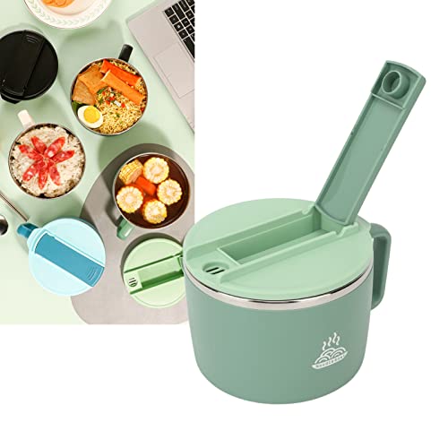Microwave Noodle Bowl with Chopsticks and Spork 1200ml 304 Stainless Steel Portable Ramen Cooker Bowl with Lid for Office (Green) - Image 4