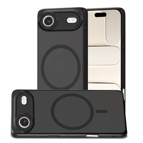 Image of AESTMO iPhone 17 Air Back Cover | 360 Protection | Matte Frosted Hard Back Translucent | Compatible with MagSafe Accessories (MagSafe Matte Hard Black Bumber)