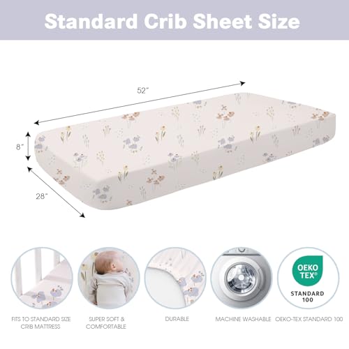 Image of Plushii Crib Sheets for Girls Boys,Baby Crib Sheets Fitted 4PK for Standard Crib and Toddler Bed Mattress,52 inchx28 inchSoft Breathable Microfiber Crib Mattress Cover with Cute Patterns, Wilderberry