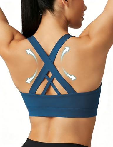 Image of Buauty Sports Bra for Women, Criss Cross Back Medium Support Workout Bras with Removable Cups for Yoga Running Gym