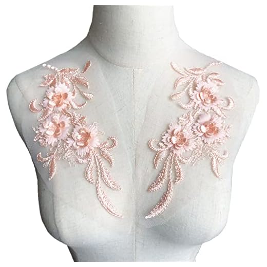 22cm broderad sy på patch baby rosa blommor tofs spets trims mesh bröllop applikationer för brud kväll klänning diy dekor