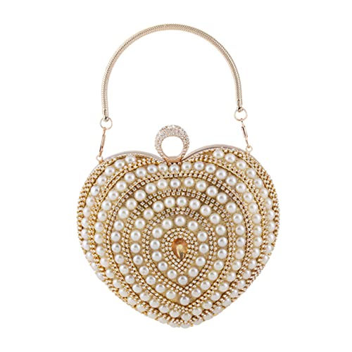 Paquet de soirée de luxe en strass or et forme cœur élégant pour mariage chic