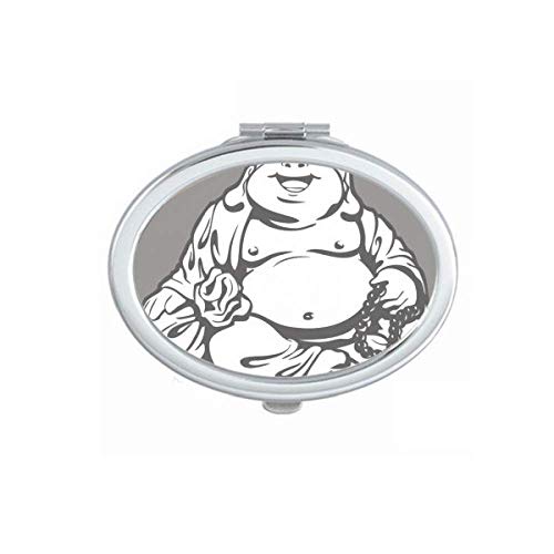 Culture Maitreya Line Drawing Pattern Mirror Portable Fold Hand Makeup Double Side Glasses image 2