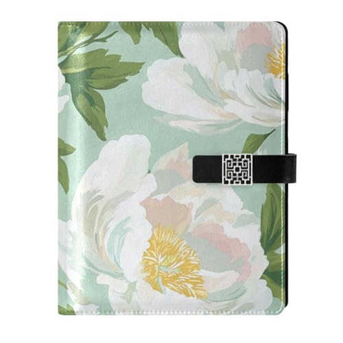 Carnet de notes ligné en cuir haut de gamme pivoine de 16,7x9,2 cm