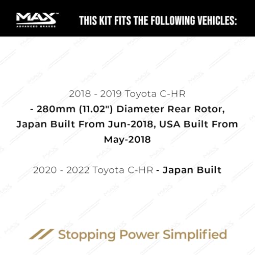 Image of Max Advanced Brakes Front & Rear Brake Kit Compatible With 2018-2022 Toyota C-HR (Japan: from 06 /18, US from: 05-18) Replacement Cross Drilled Disc Brake Rotors and Ceramic Brake Pads