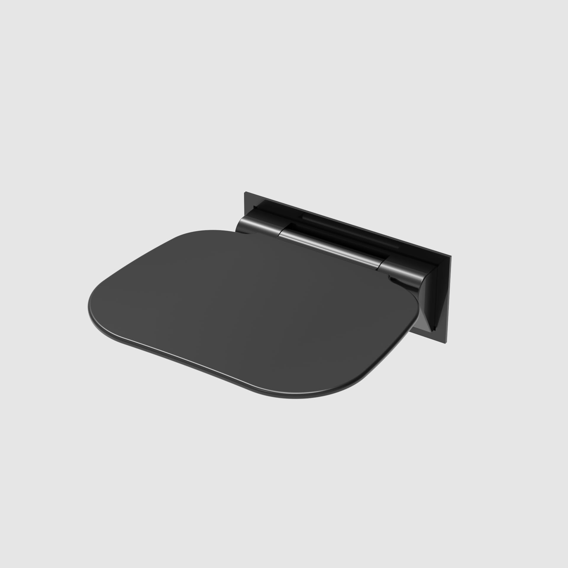 Asiento de ducha ampliado plegable montado en la pared, color negro, 40 × 39 cm, taburete de ducha para baño, silla de ducha plegable para reinstalación y renovación de baño