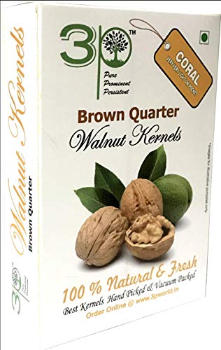 Image of 3p Kashmiri Organic Walnut Kernels Without Shell Natural Akhrot Giri Dry Fruit Brown Quarter 200 grams (200gm x Pack of 1)