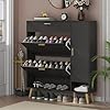 Loomie shoe cabinet shoe storage cabinet with 2 flip drawers side cabinet narrow shoe cabinet with doors hidden shoe storage with adjustable shelf slim shoe cabinet for entryway  urban country home decor