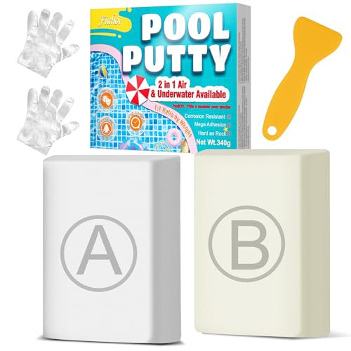 Pool Putty - 12oz 2 Part Epoxy Putty Clay - Pool Leak Repair kit Underwater Under & Above Water Plaster for Pool Leak/Crack Fix for Tile Fiberglass Concrete Cement & Other Surfaces