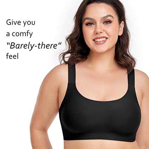 Gailife Silky Smooth Bras For Women No Underwire Wireless Bralettes Ultra Comfort T-Shirt Bra With Extra Bra Extender -L,Bk Black #TOP1