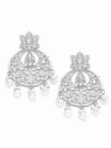 Image of Karatcart Gold Plated Yellow Meena Dangler Earrings for Women