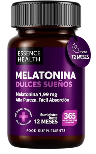 Premium Melatonina Pura 1.9 mg | 365 Comprimidos | Suplemento Natural para Dormir | Sueño Profundo y Reparador | Alta Absorción | Ritmo Circadiano | Pastillas para el Descanso