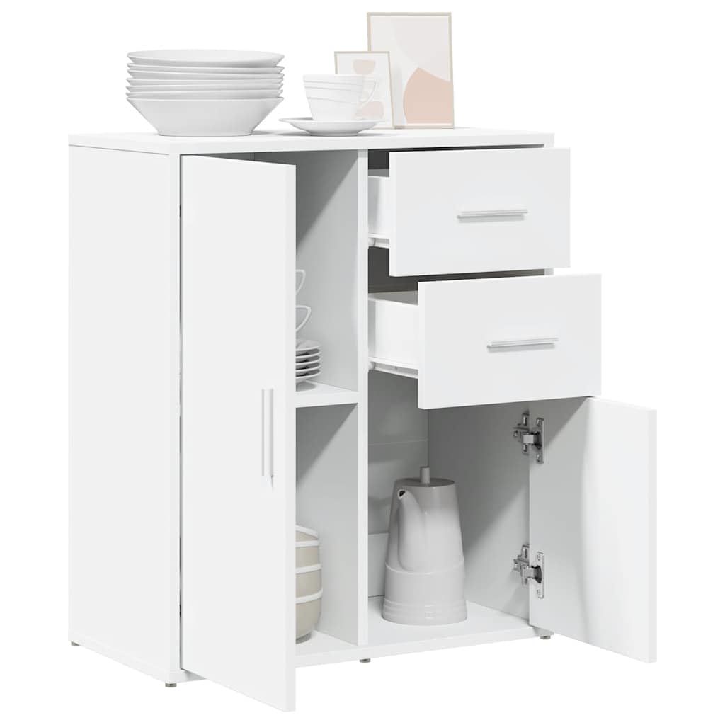 Aparador blanco de 60 cm de ancho de madera, armario blanco 60 x 31 x 70 cm con práctico espacio de almacenamiento, aparador 70 alto en diseño moderno