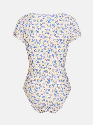Image of CUPSHE One Piece Swimsuit for Women Mock Neck Zipper Short Sleeve Bathing Suit