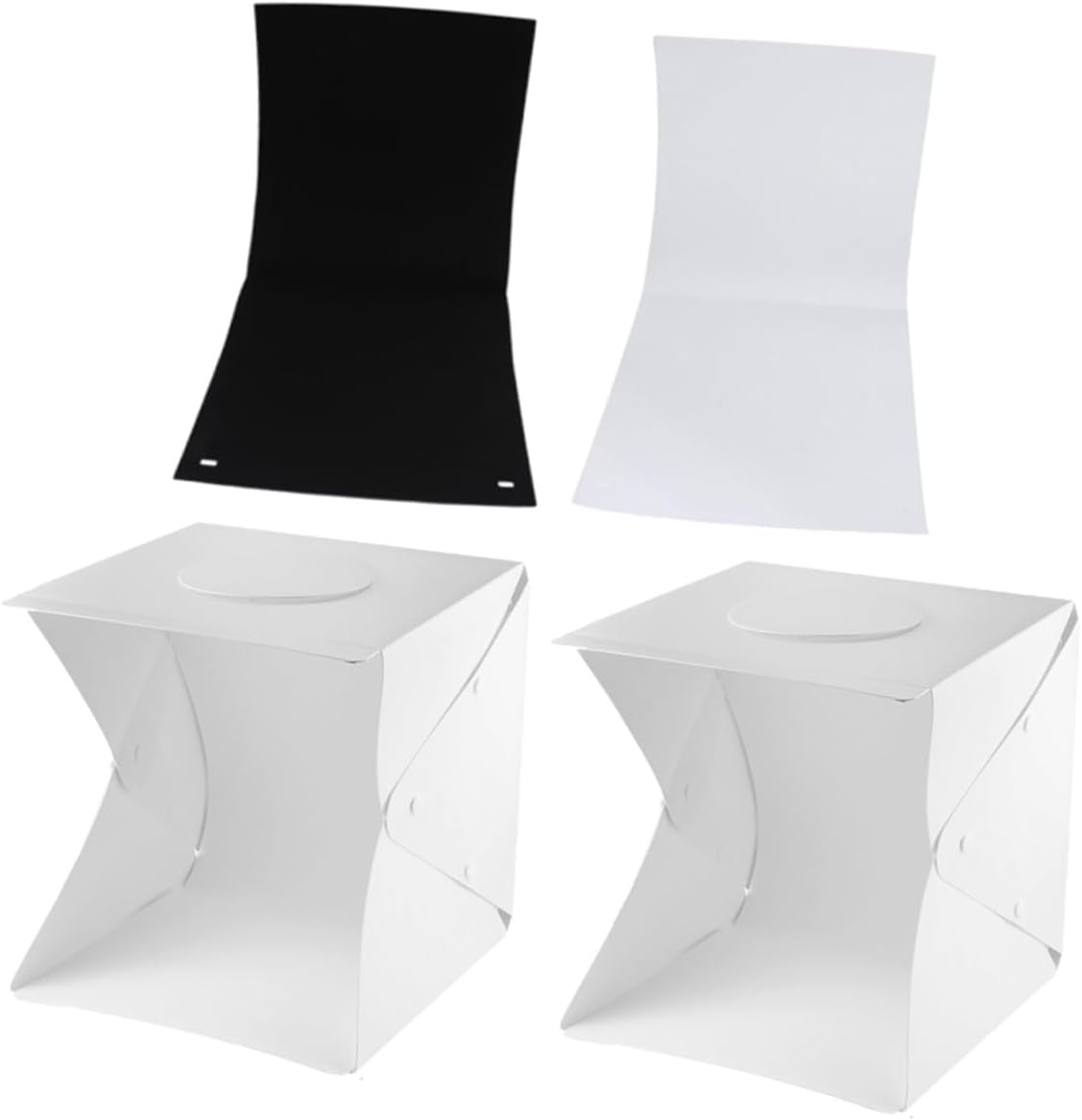 Portable 30cm LED Photo Light Box Kit with 2 LED Strips and Dual Black White Backdrops, Mini Photography Light Tent for Product Shooting and Studio Photography