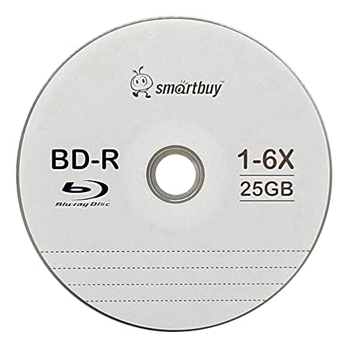 Image of Smartbuy 100-disc 25gb 6X Bd-r BDR Blu-ray Single Layer Logo Top Surface Blank Data Recordable Media Disc with Cakebox /Spindle Packing