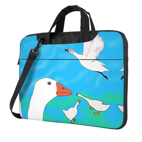 Happy White Goose - Bolsa de hombro multifuncional para laptop, 14.96 pulgadas de largo, maletín de hombro