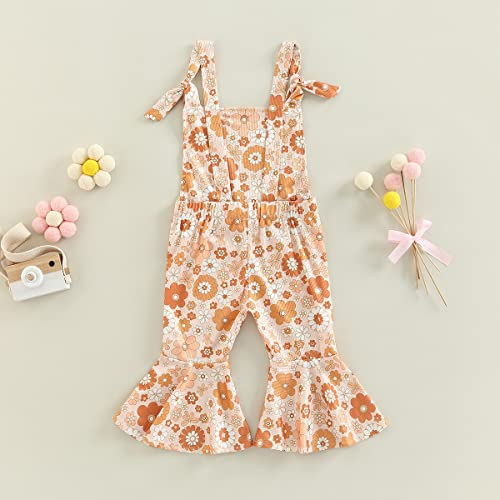 Zaxarra Toddler Baby Girl Jumpsuit Romper Boho Overalls Bell-Bottom Pants Baby Girl Clothes (Flowers C, 6-12 Months) #TOP1