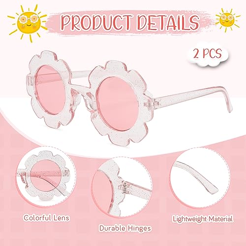 Flower Sunglasses for Girl Round Flower Glasses Cute Sunglasses Outdoor Beach Colorful Party Eyewear for Kids3