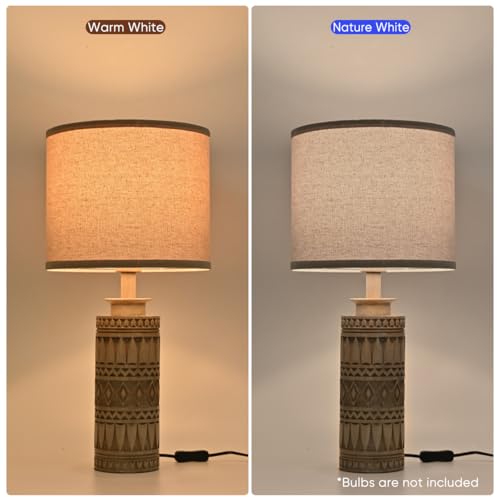 Farmhouse Resin Table Lamps Set of 2 - Vintage Bedroom Decor - Image 5