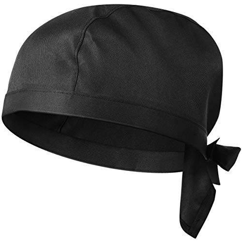 HEMOTON 2Pcs Chef Chapeau Bandana Unisexe Chefs Bandana Crâne Chapeau Serveur Travail Cap Cuisine Restaurant Cuire Chapeaux Chapellerie De (Noir) Cover