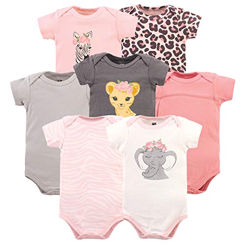 Hudson Baby Unisex Baby Cotton Bodysuits, Girl Safari, 3-6 Months
