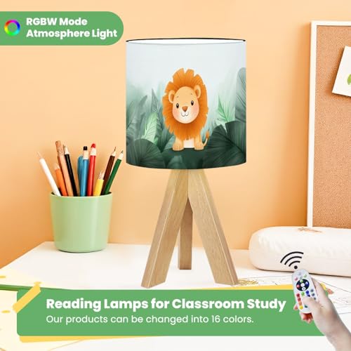 Lámpara de mesa infantil con base de trípode y pantalla de lino miniatura 5