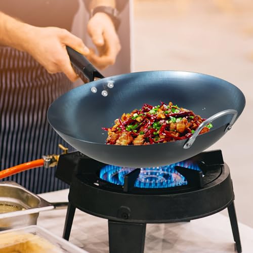 Wok de Hierro Sazonado 32cm con Mango de Madera miniatura 4