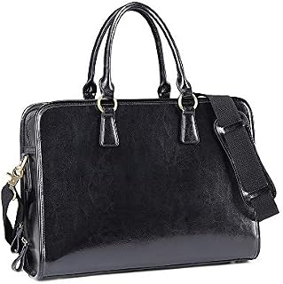 Kattee Genuine Leather Briefcase for Women, Large Capacity Laptop bag with Luggage Tag