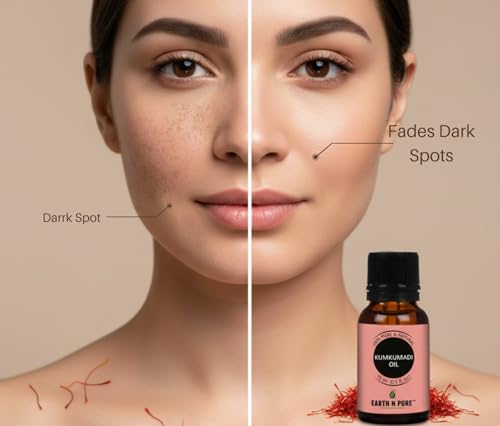 Image of Earth N Pure Kumkumadi Oil for Face Glow & Skin Care - 100% Pure Oil for Even Skin Tone & Radiant Skin - Ayurvedic Kumkumadi Tailam - 15ml
