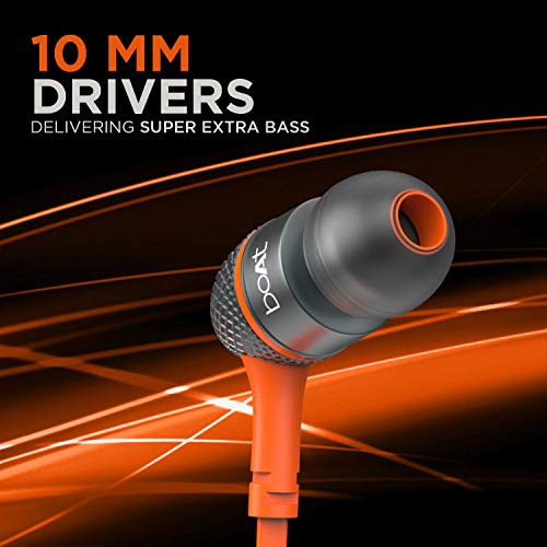 Image of Boat Bassheads 225 Wired in Ear Earphone with Mic (Fiery Orange Indi)