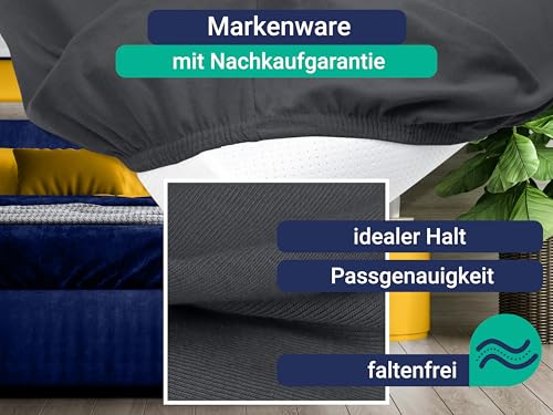 Marie´s Home 2er Pack Kissenbezug für Nackenstützkissen - Kopfkissenbezug für Nackenkissen - Spannbezug und Kissenbezug 1627.2372, M (35-40 x 55-60 cm), anthrazit