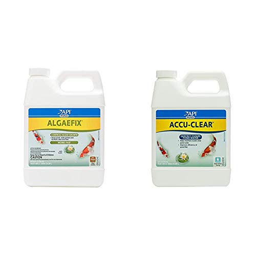 API Pond ALGAEFIX Algae Control 32-Ounce Bottle, FISHAQUARI (169G) & Pond ACCU-Clear Pond Water Clarifier 32-Ounce Bottle