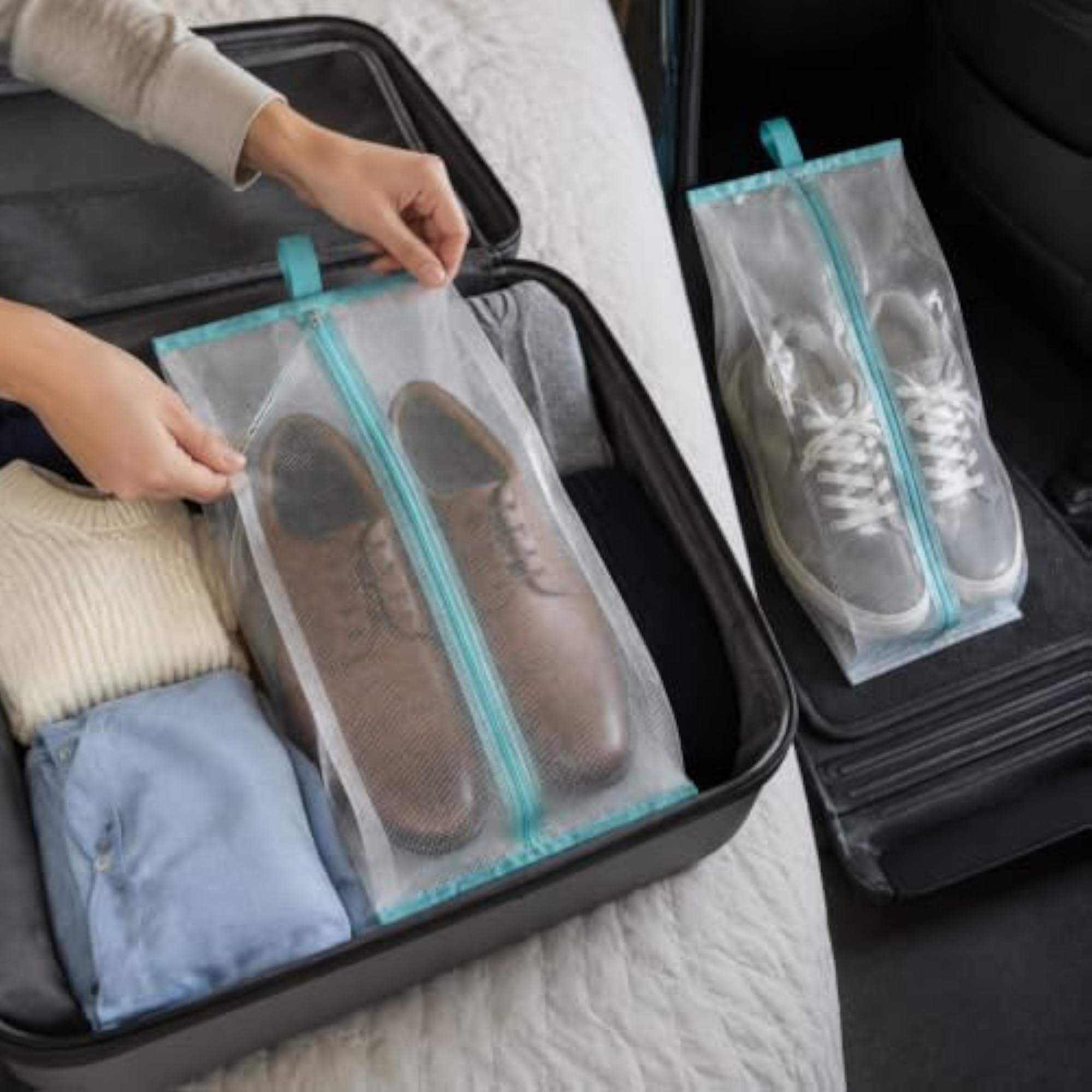 PVC Transparent Shoe Storage Bags, Travel Organizer