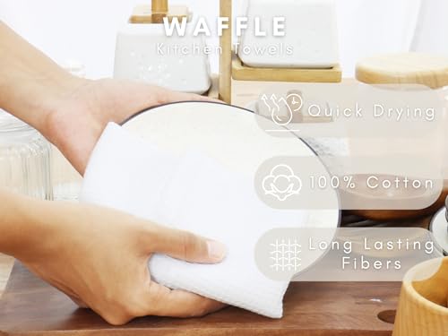 Purpleessences KTPE21-34 Purpleessencs Waffle Weave Kitchen Towel, 100% Cotton - 15 X 25 Inches, With Hanging Loop Ultra Soft Absorbent Quick Drying Dish Cloth thumb #1