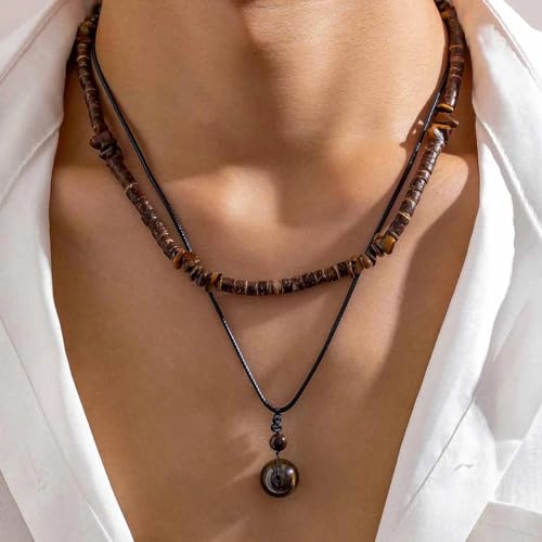 Pendentif en pierre véritable et chaîne de créateur pour une élégance rétro durable