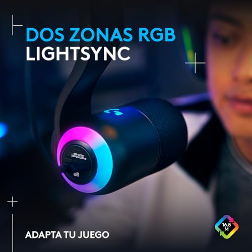 Logitech G Yeti GX | Micrófono dinámico RGB LIGHTSYNC gaming y streaming, supercardioide, Plug and Play USB, PC/Mac – Negro 4