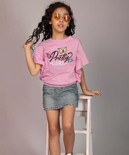Image of KYDA KIDS 100% Cotton Crop top for Girls - Printed Half Sleeve Stylish Tshirt, Regular Fit Tops for Girls - (Pack of 3)
