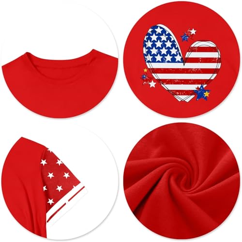 Girls 4th of July Short Sleeve T Shirts Kids Girls Loose Cute Star Crew Neck Patriotic Tees Tops Summer Outfits2