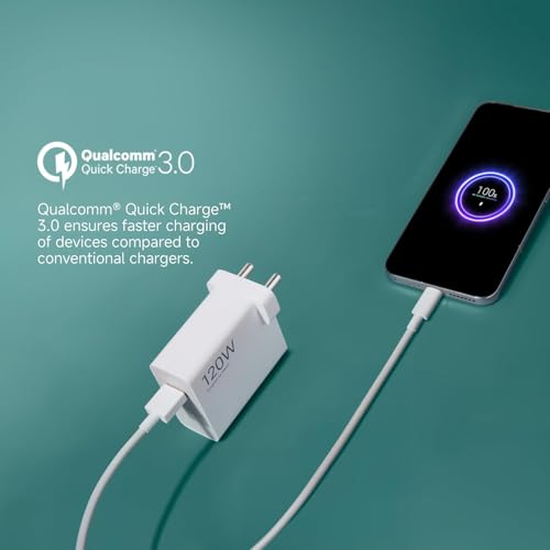 Image of 120W Charger for Xiaomi Smartphones - Hyper Charge Adapter with 6A Cable, Fast Charging for Xiaomi Mobile & Mi Laptop - Universal Compatibility by DiHines (White)