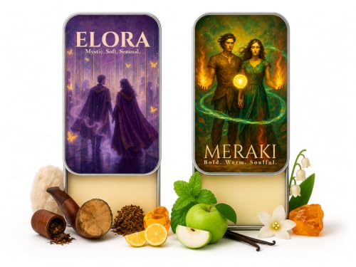 Image of Solid Perfume Unisex Duo - Elora & Meraki | 10g x 2 (20g Total) | Long-Lasting Alcohol-Free Solid Perfume Balm | Musk & Spicy Amber Fragrance | Pocket Travel Perfume for Men & Women