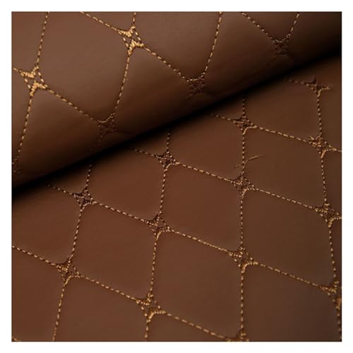 Tissu en simili cuir matelassé de haute qualité avec broderie couture beige