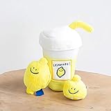 Coco Emporium Lemonade Crinkle Squeaky Dog Toy for Small, Medium Sized Dogs, Hide and Seek Puzzle Pup Toys, Designer Dog Toys, Brain Stimulating, Interactive, Plush, Nosework, Crunchy Food Dispenser